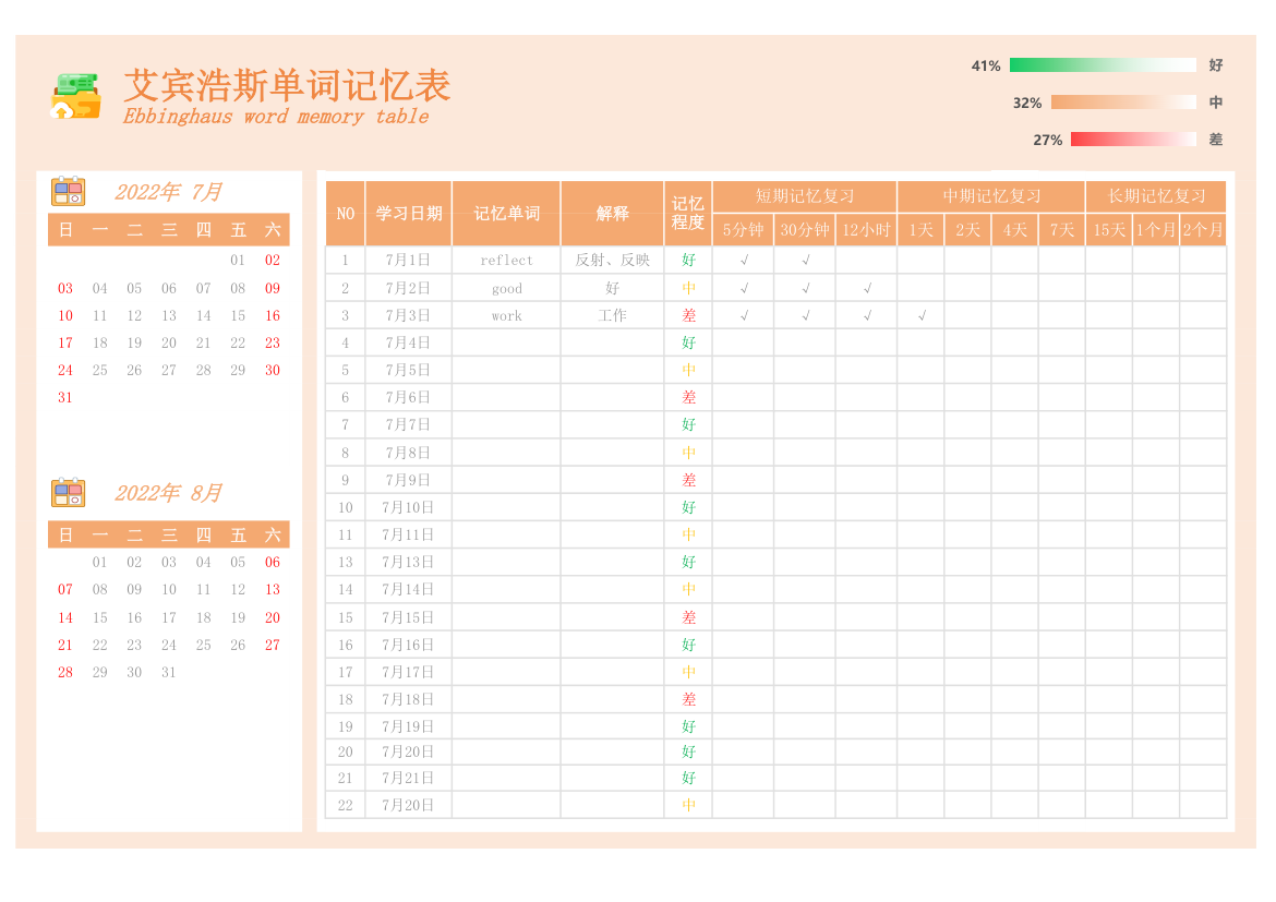 艾宾浩斯单词记忆表-带日历.xlsx