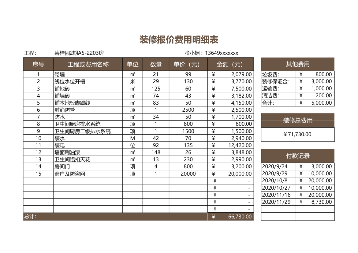 装修报价费用明细表.xlsx