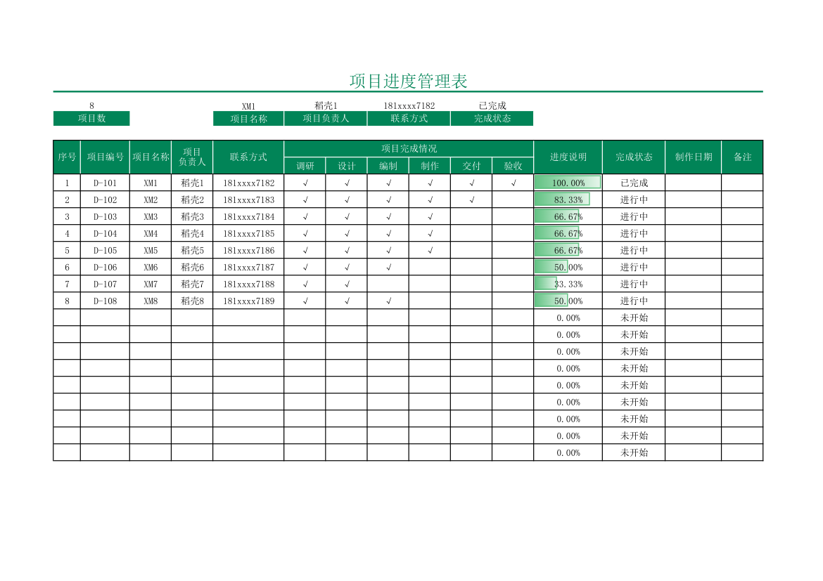 项目进度管理表.xlsx第1页