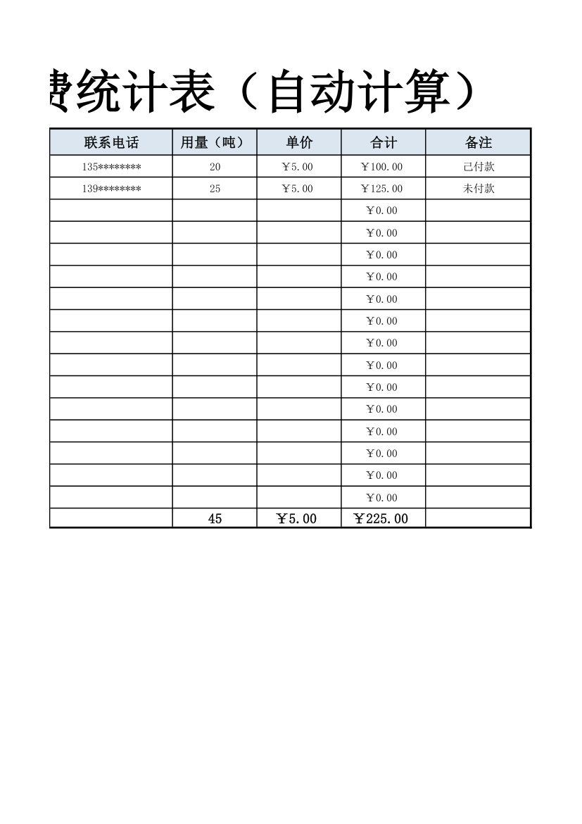 物业管理水费统计表（自动计算）.xlsx第3页