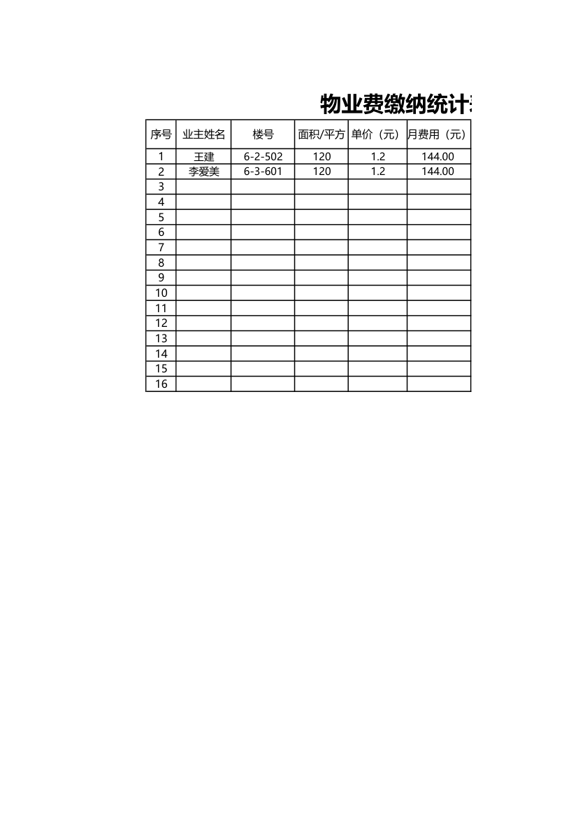 物业费缴纳统计明细表.xlsx