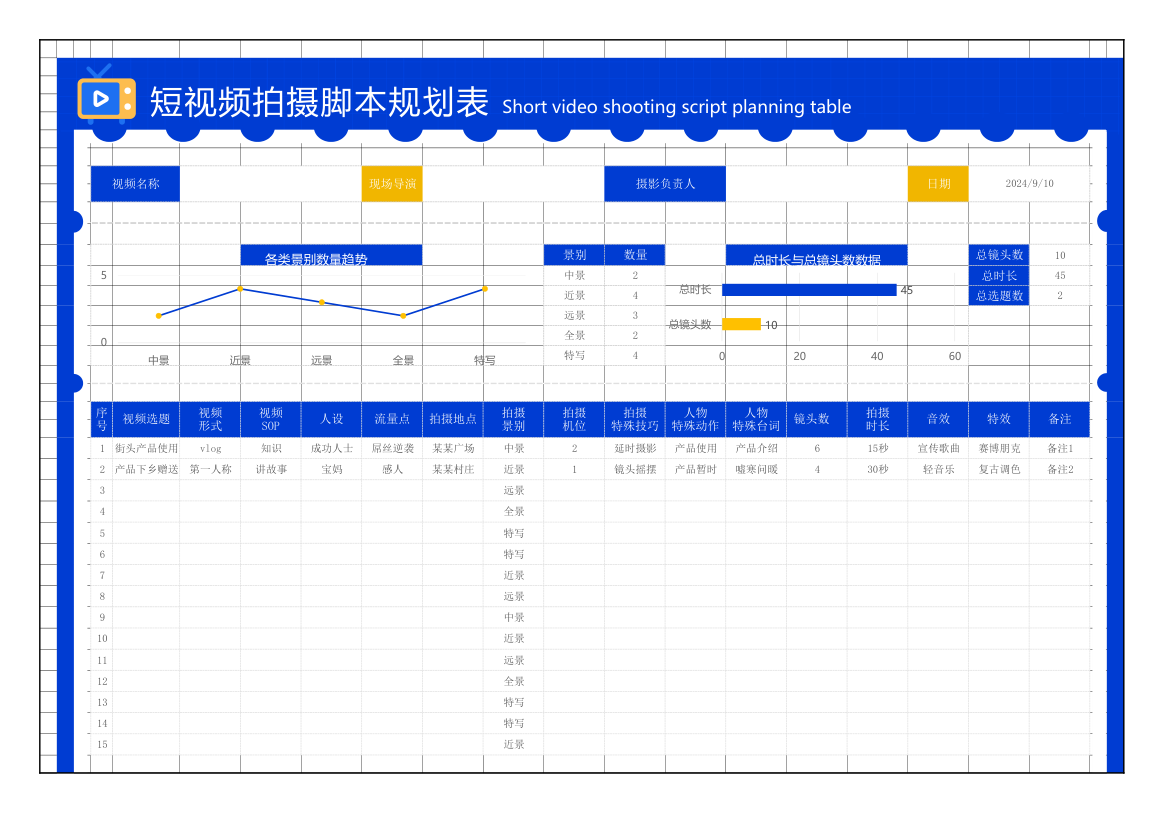 短视频拍摄脚本规划表.xlsx第1页