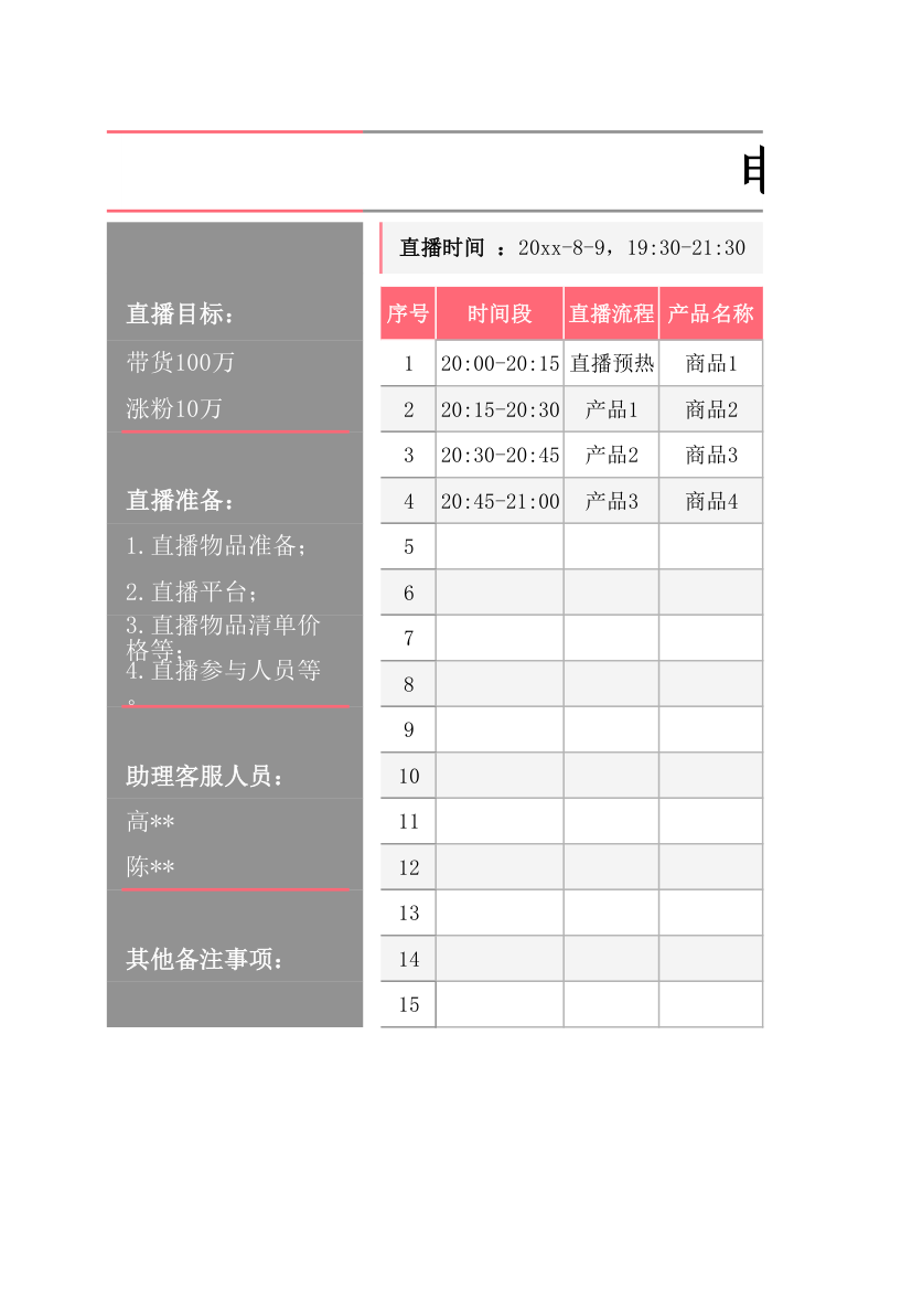 电商带货直播脚本策划.xlsx第1页