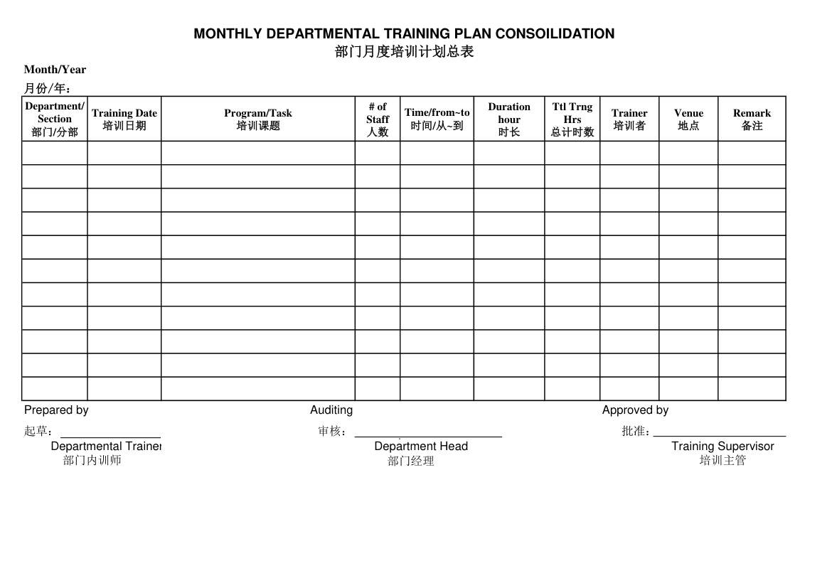 部门月度培训计划表.xlsx
