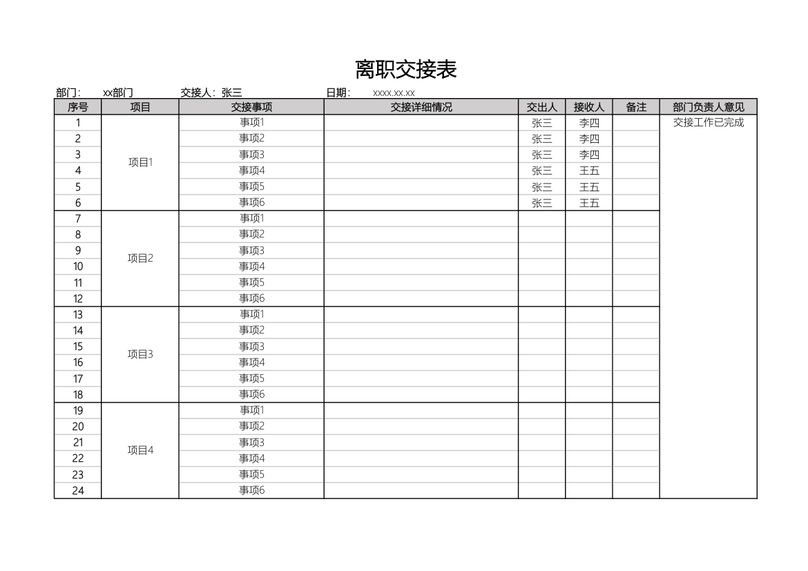 离职交接表.xlsx第1页