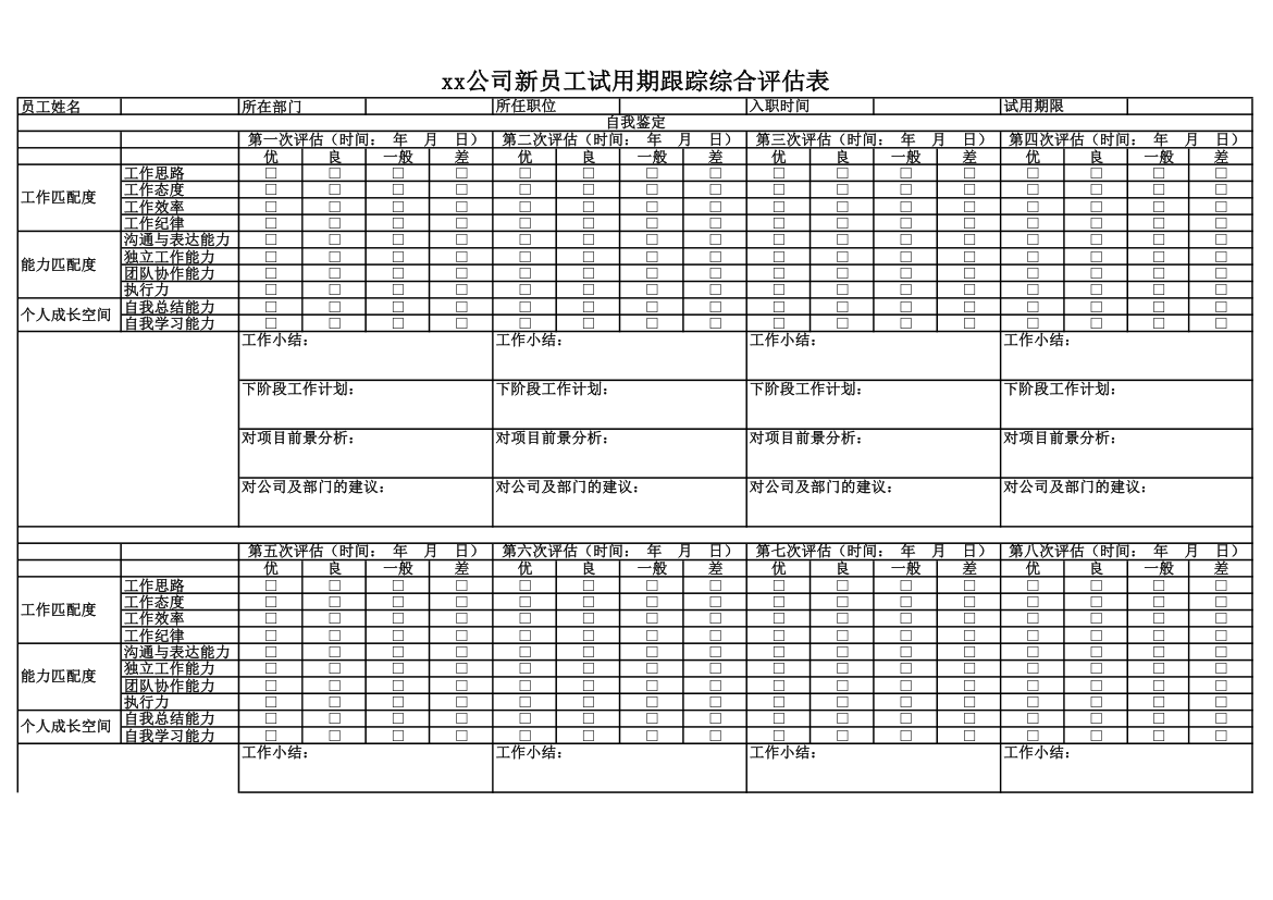 新员工试用期跟踪综合评估表.xlsx