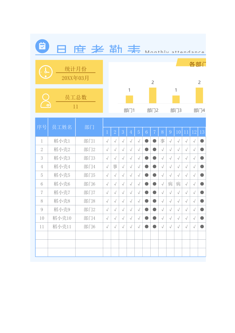 月度考勤表统计.xlsx