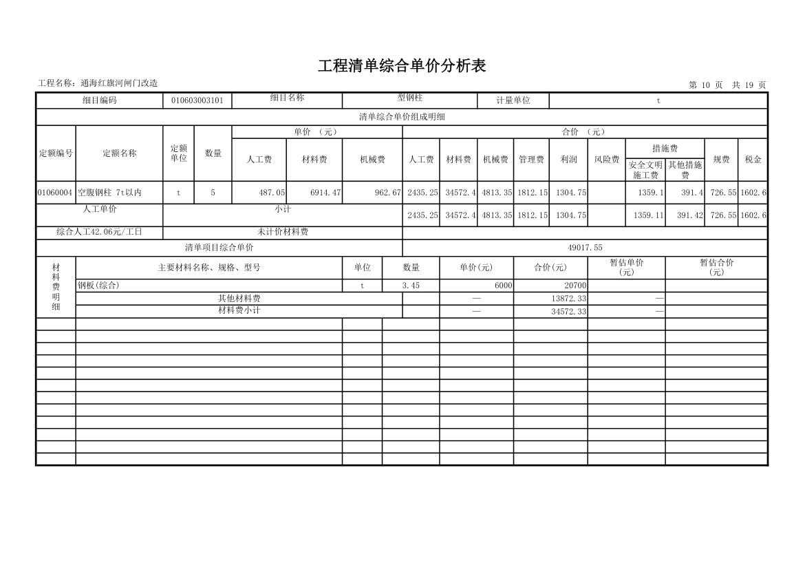 工程量清单综合单价分析表.xls第10页