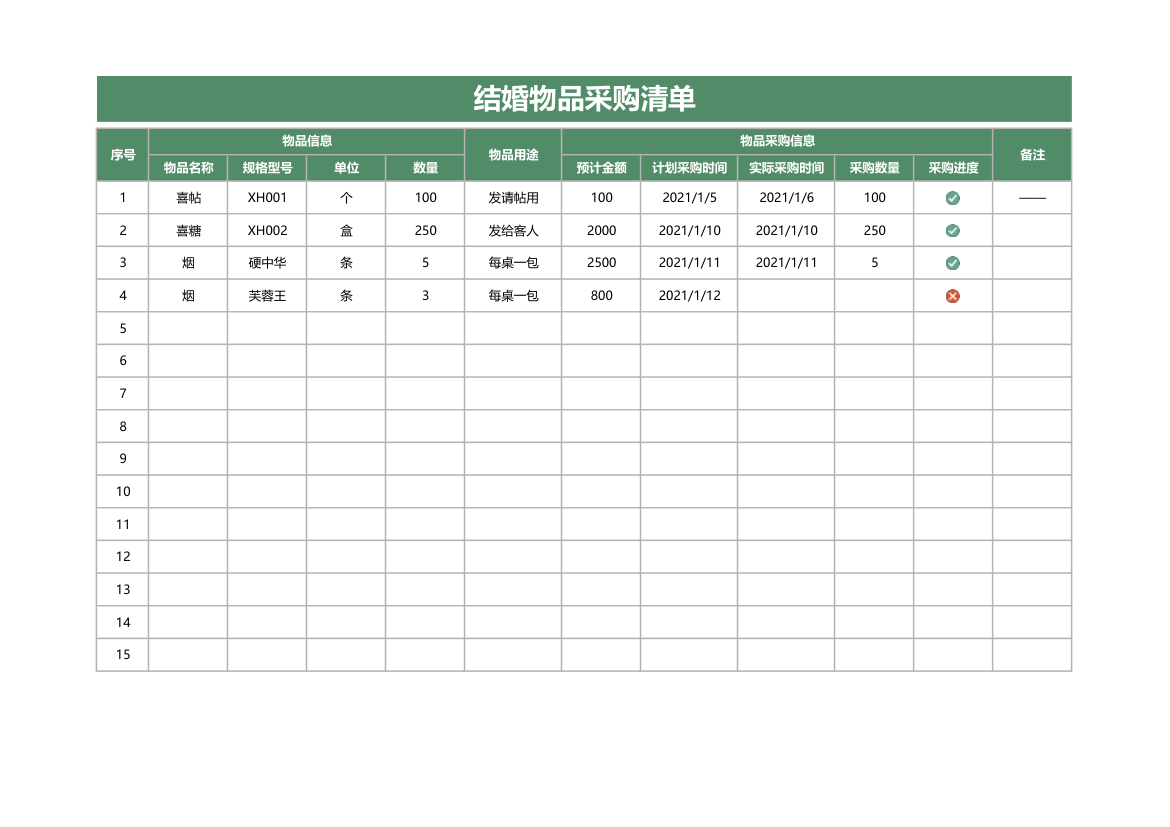 结婚物品采购清单.xlsx