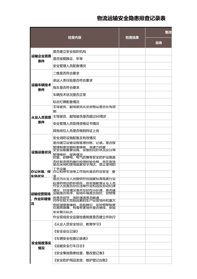 物流运输安全隐患排查记录表.xlsx