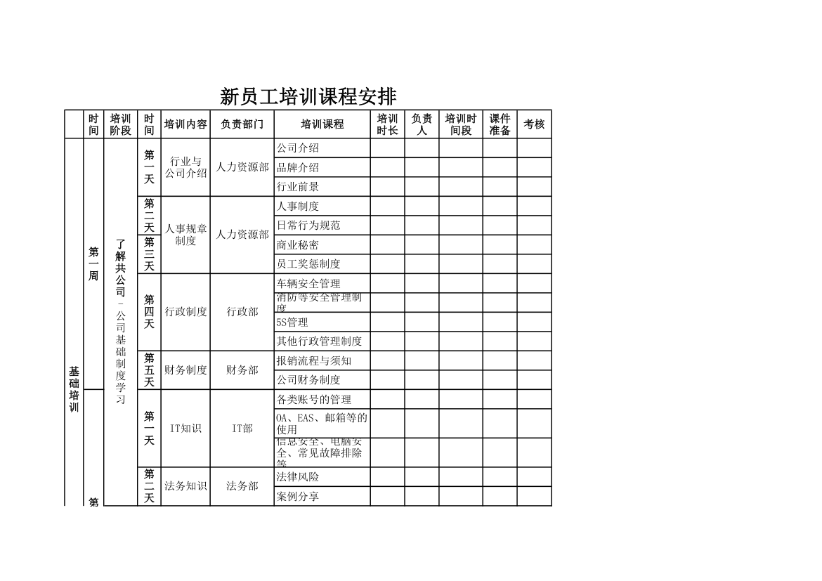 新员工培训课程表.xlsx第1页