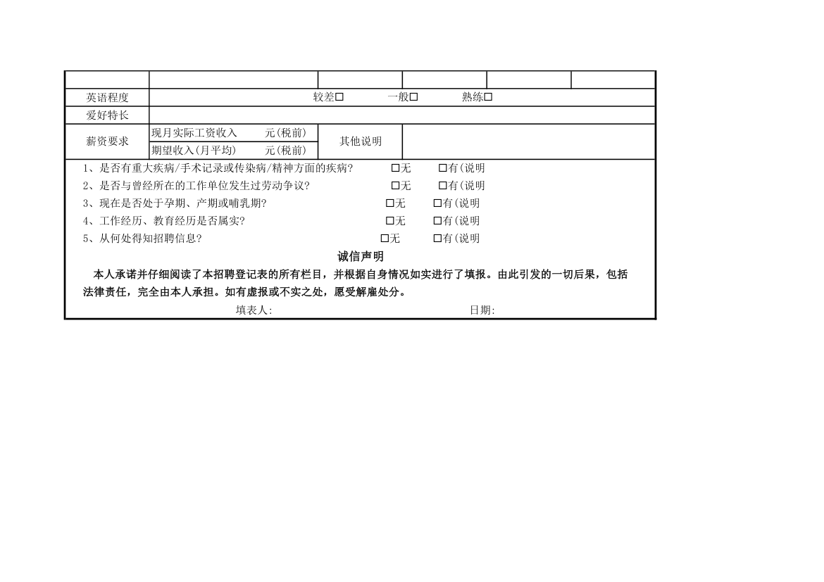 应聘登记表.xlsx第2页