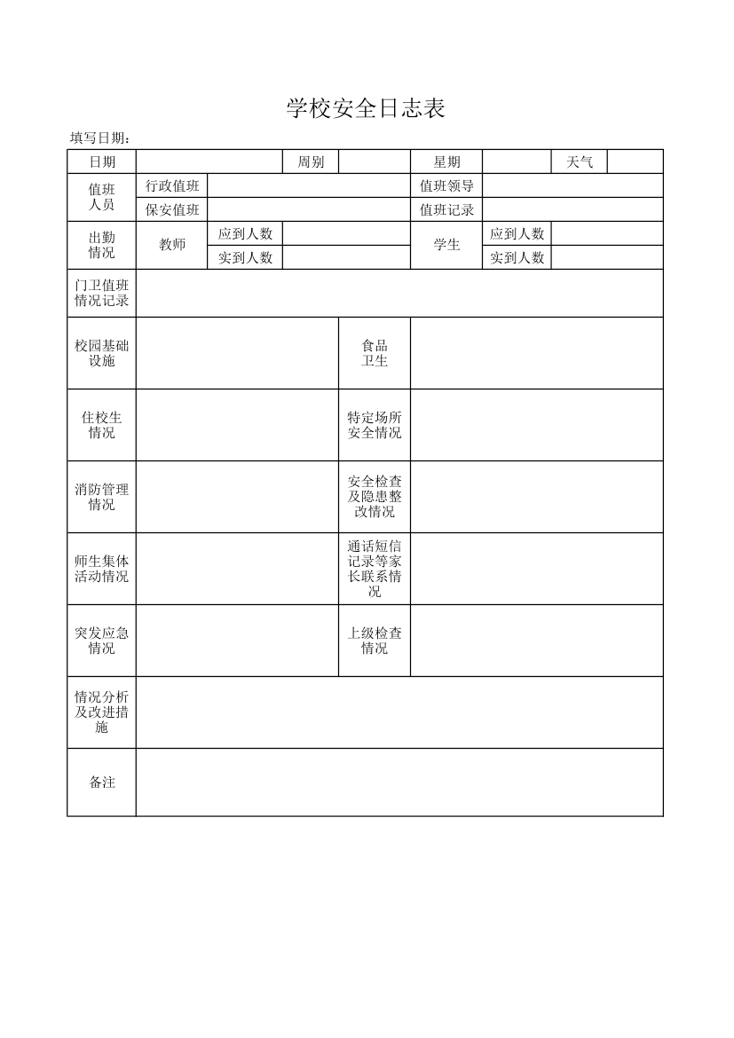 学校安全日志表.xlsx第1页