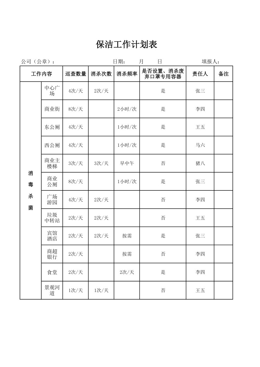 消杀保洁计划.xlsx第1页