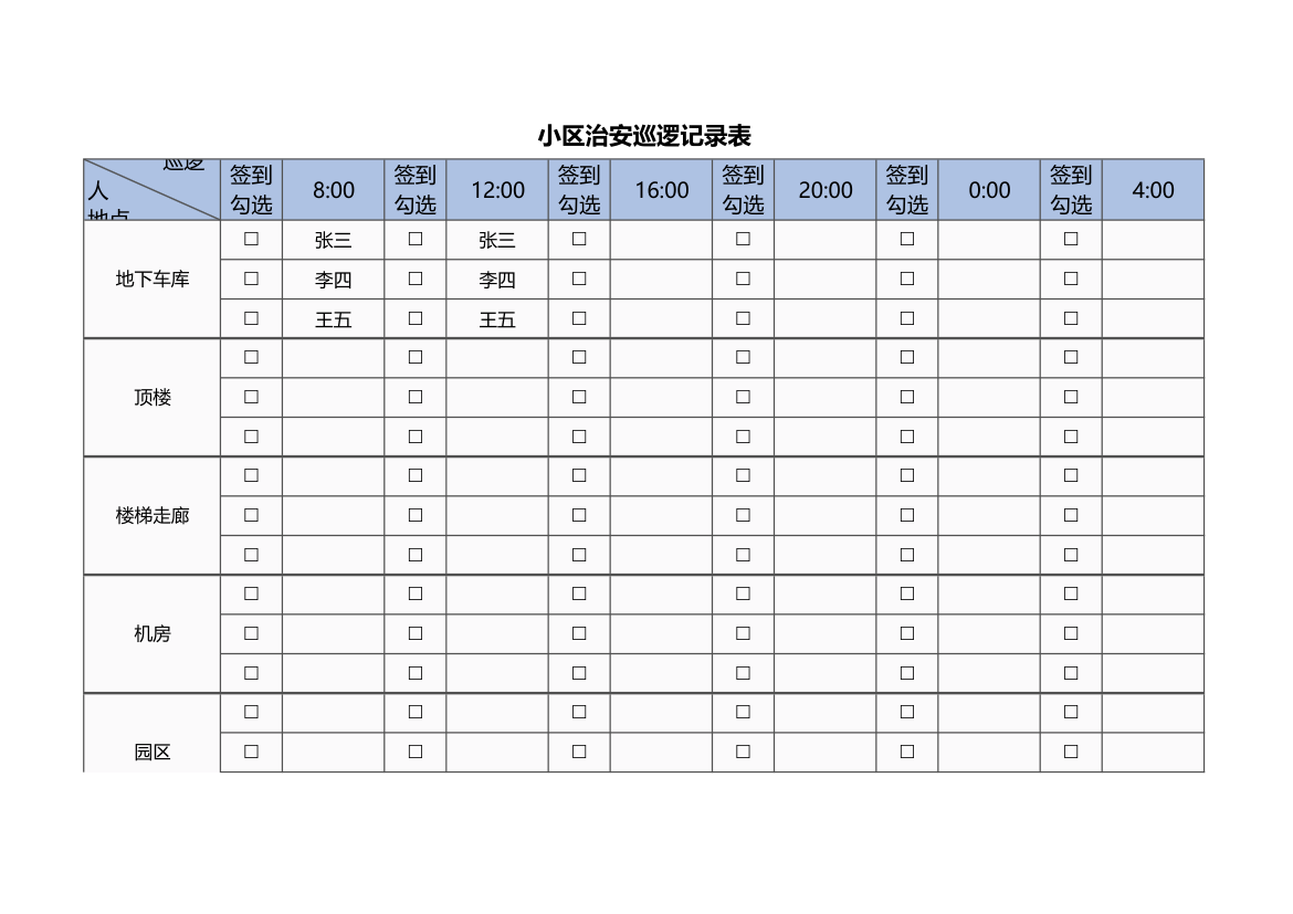 小区治安巡逻记录表.xlsx