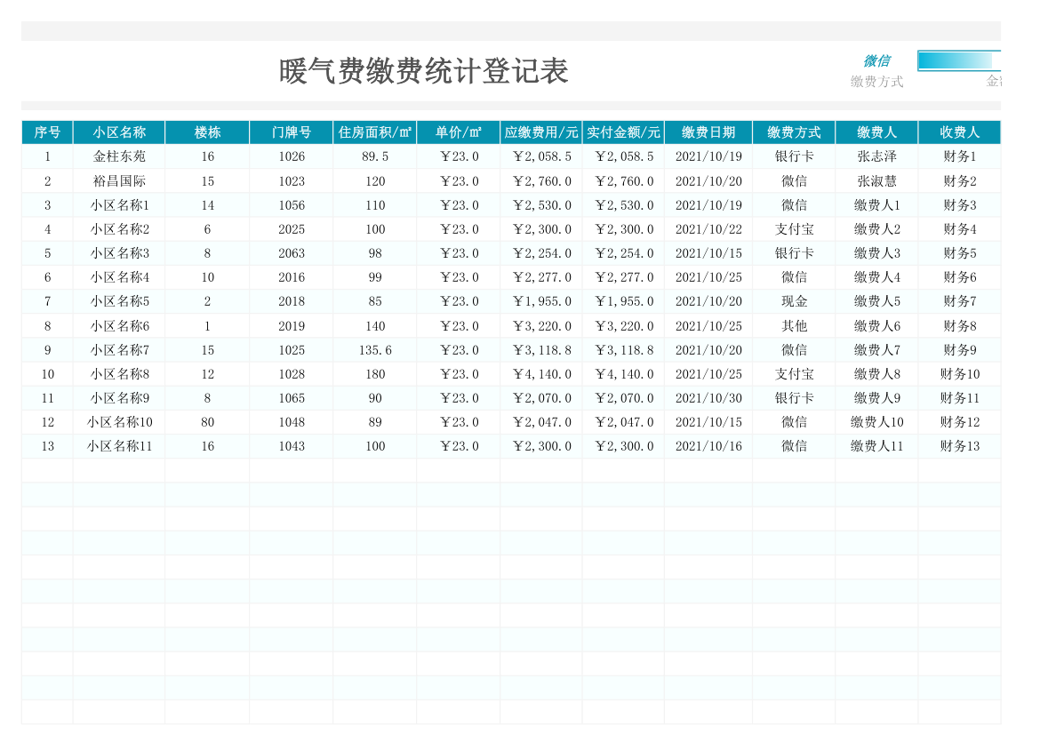 暖气费缴费统计登记表.xlsx