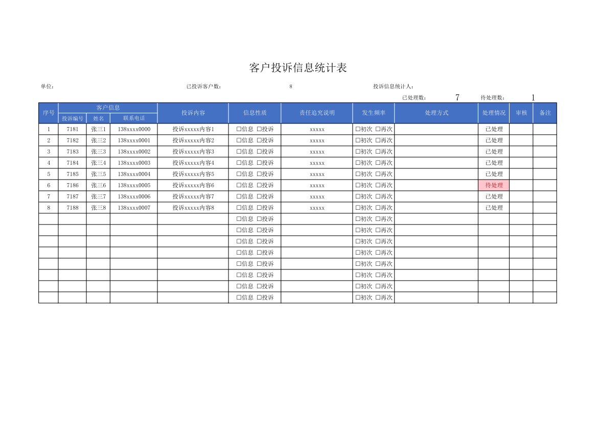 客户投诉信息统计表.xlsx第1页