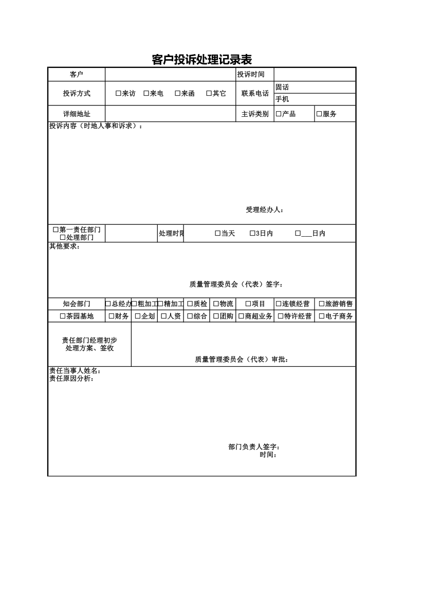 客户投诉处理记录表.xls