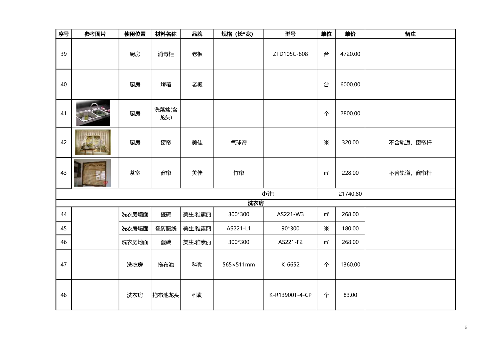 装修主材明细汇总表.xls第5页