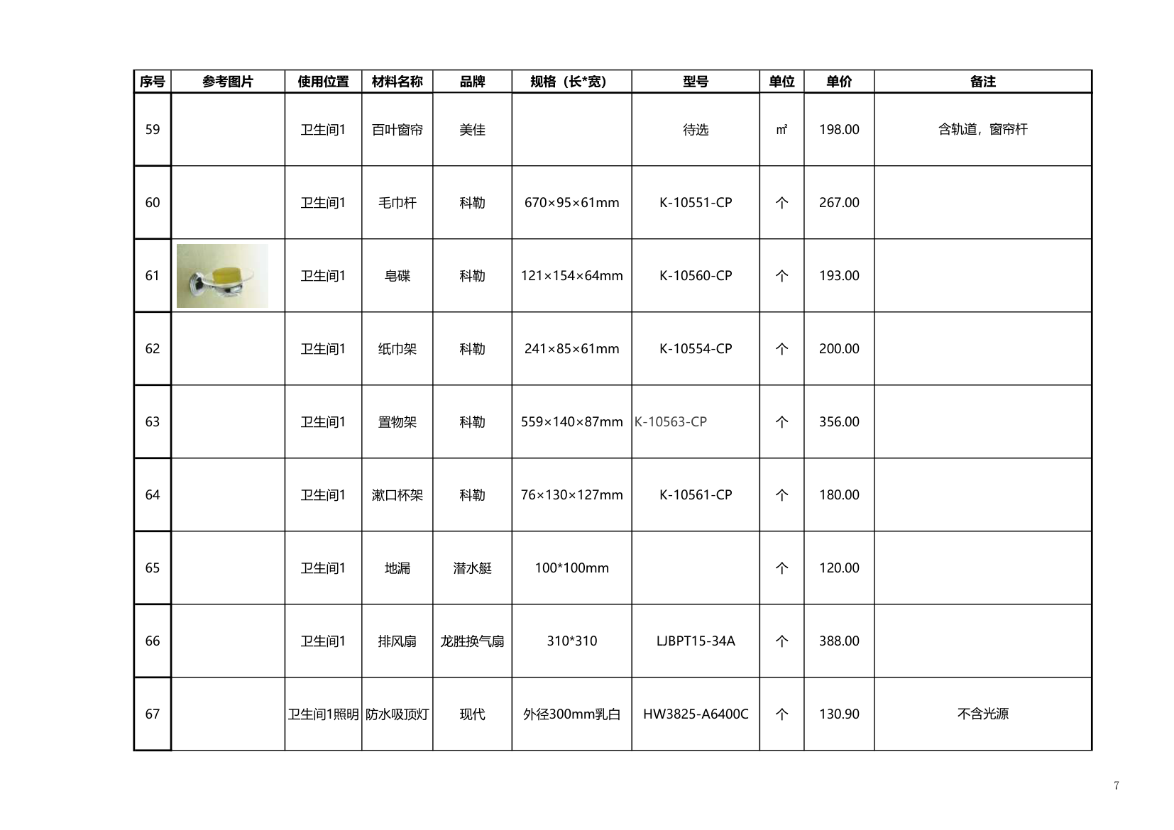 装修主材明细汇总表.xls第7页