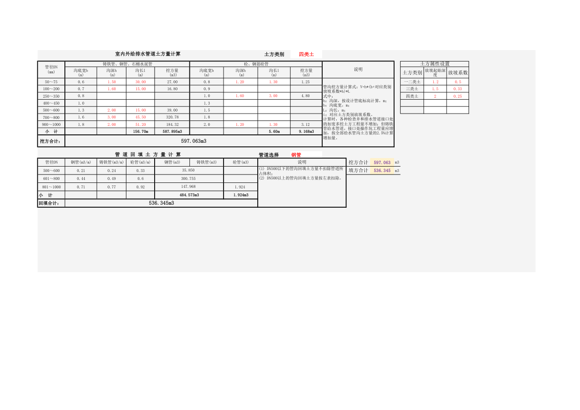 管道土方挖填自动计算表.xlsx
