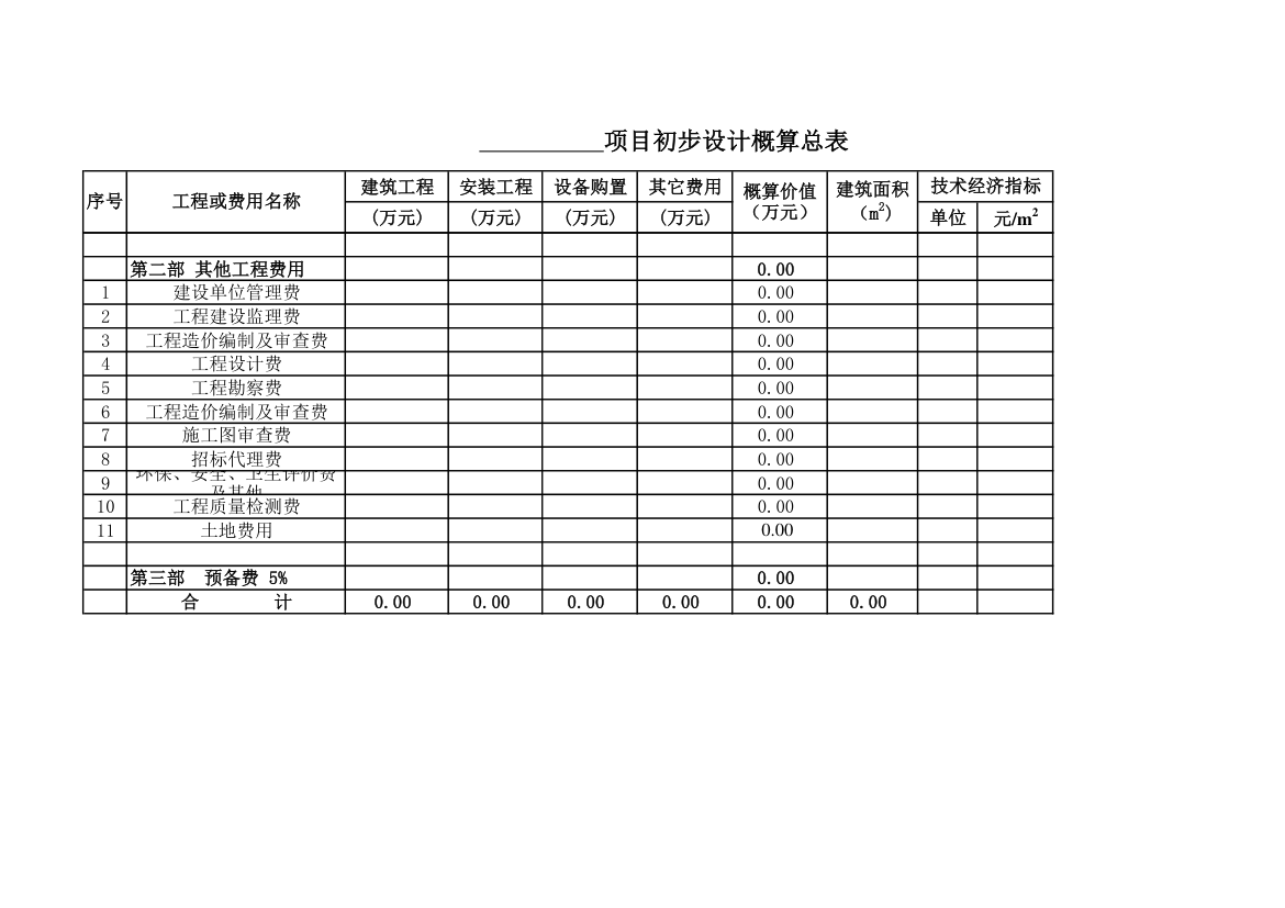 建筑工程项目初步设计概算总表.xls第3页