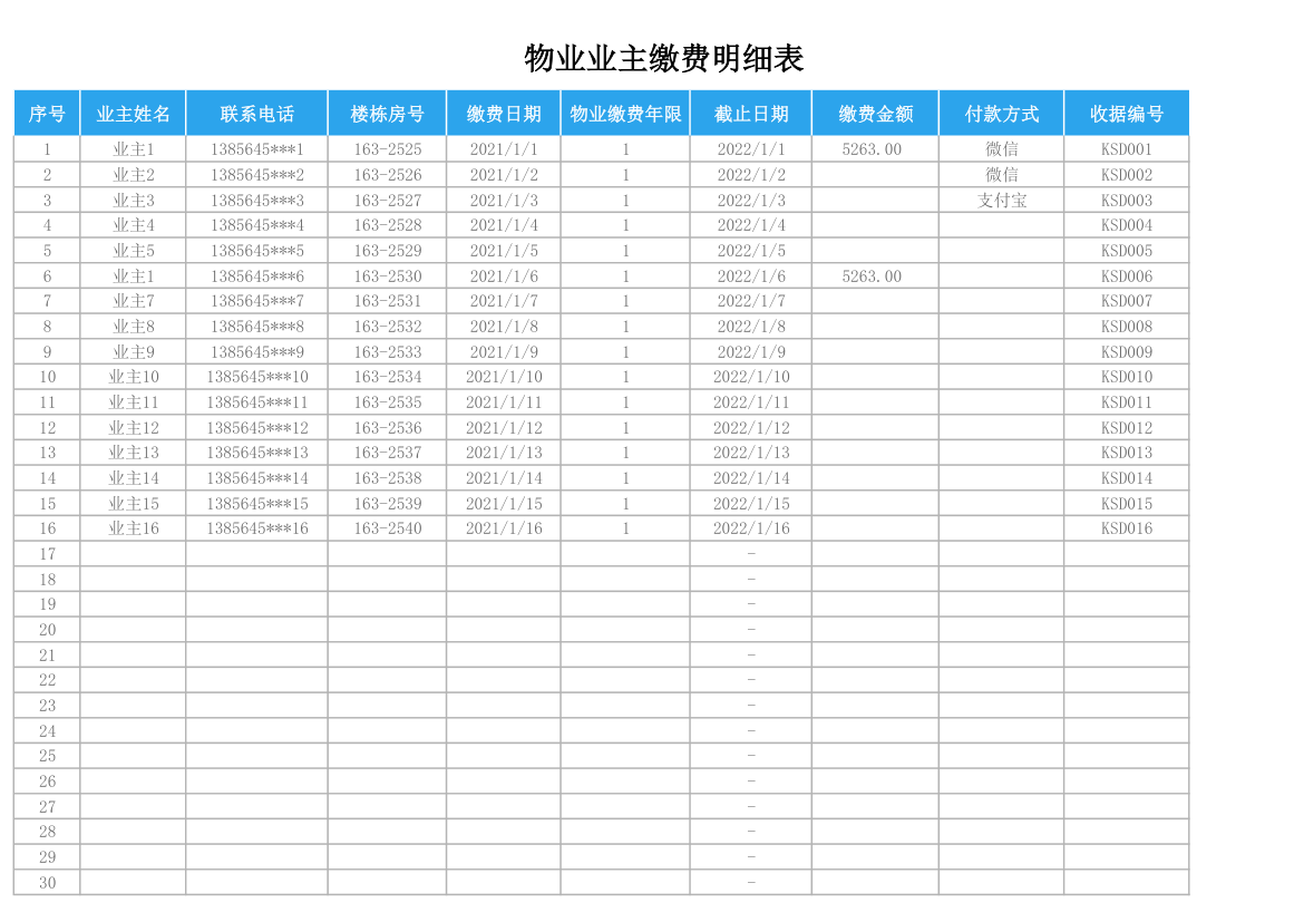 物业业主缴费明细表-带收据打印.xlsx第1页