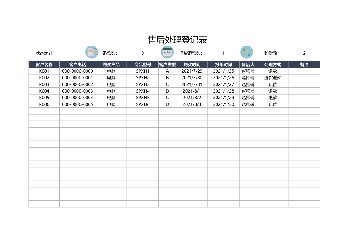 售后处理登记表.xlsx