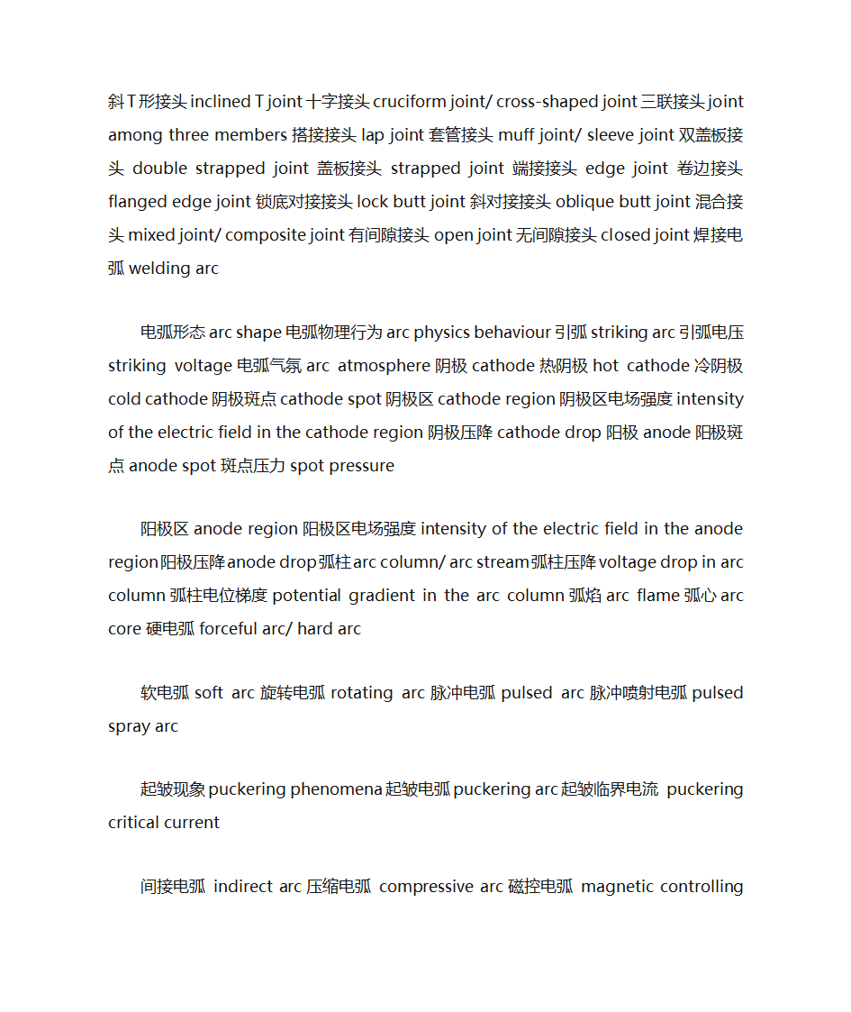 焊接专业词汇表第17页