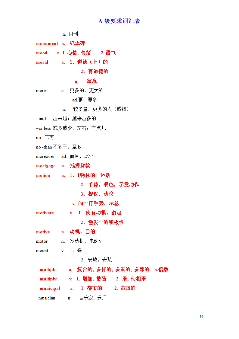 a级词汇完整版第55页