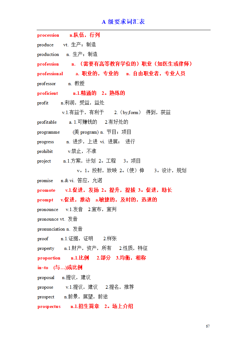 a级词汇完整版第67页