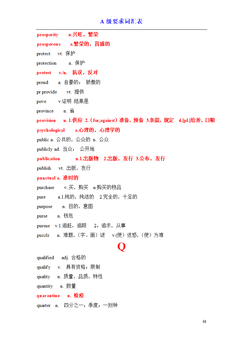 a级词汇完整版第68页