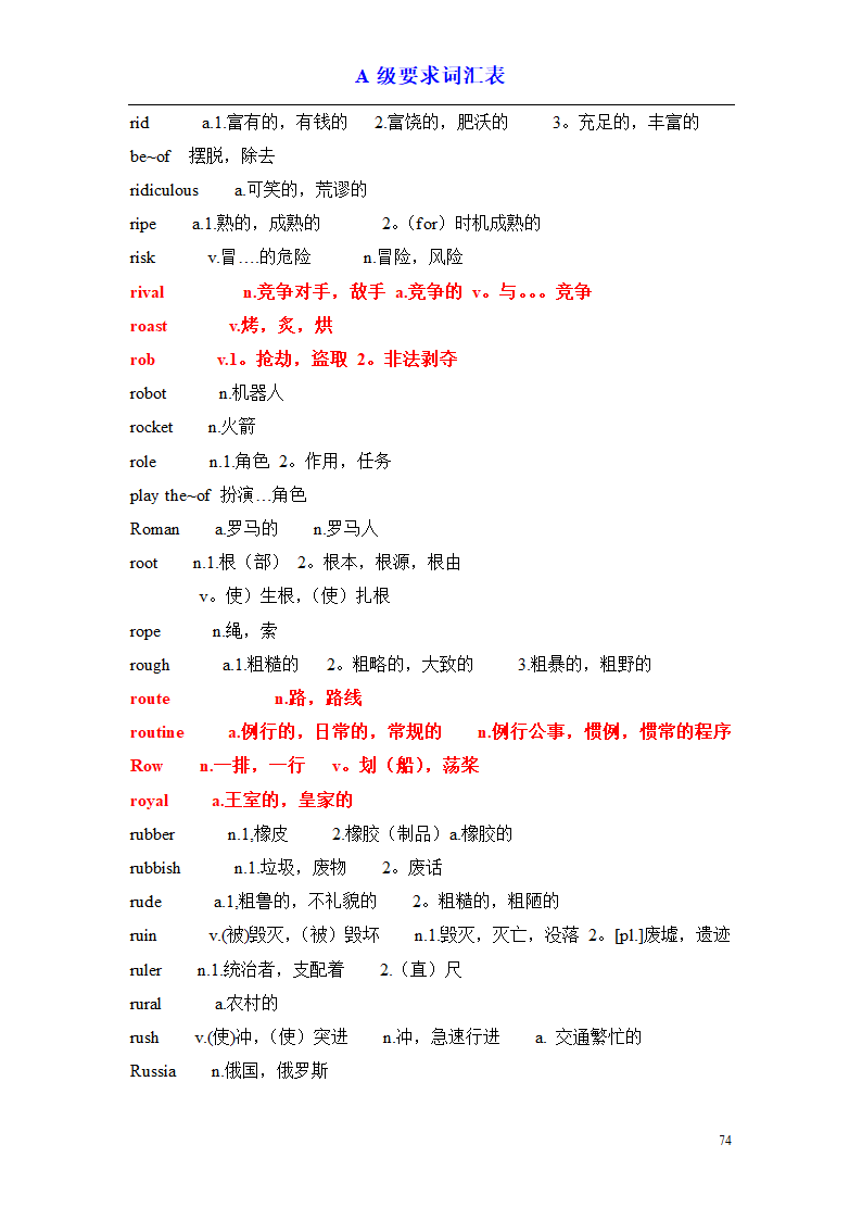 a级词汇完整版第74页