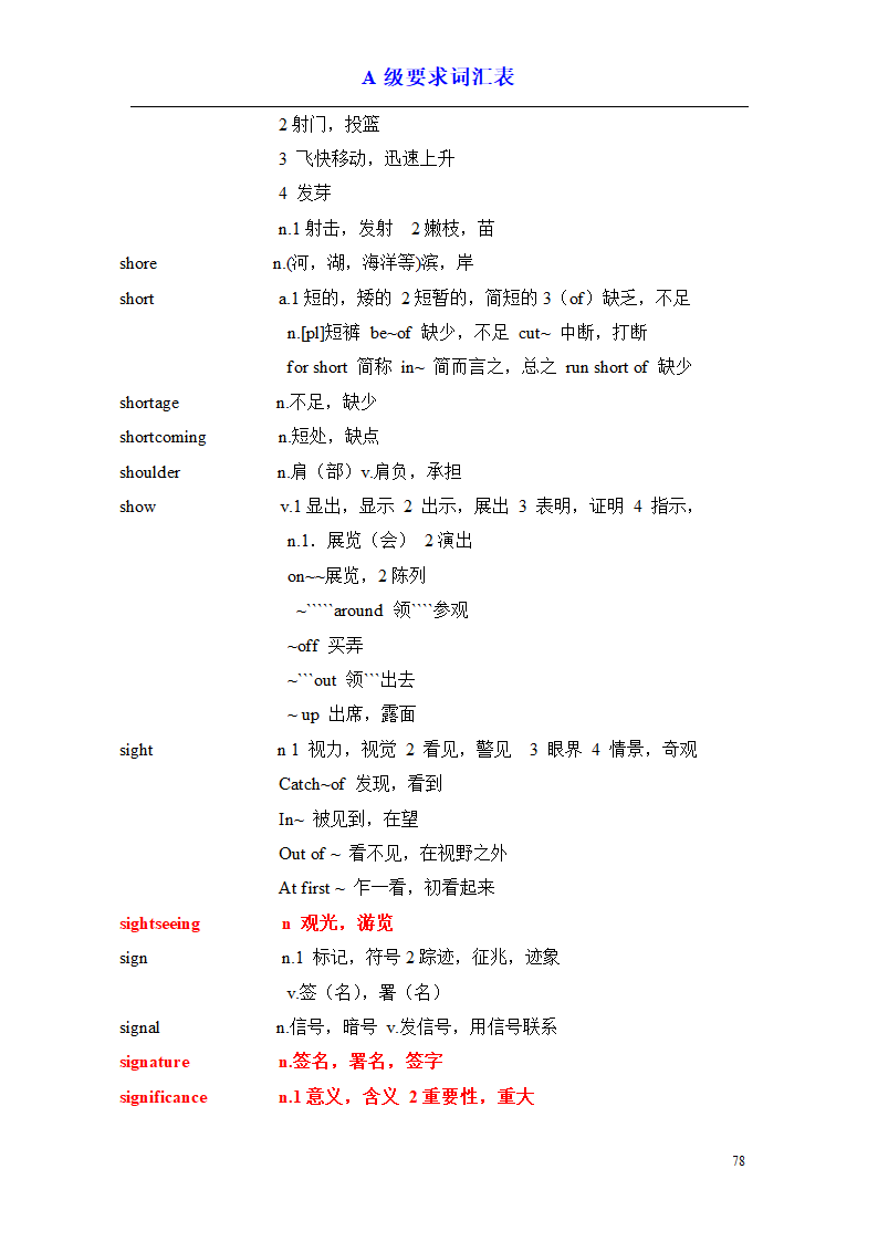 a级词汇完整版第78页