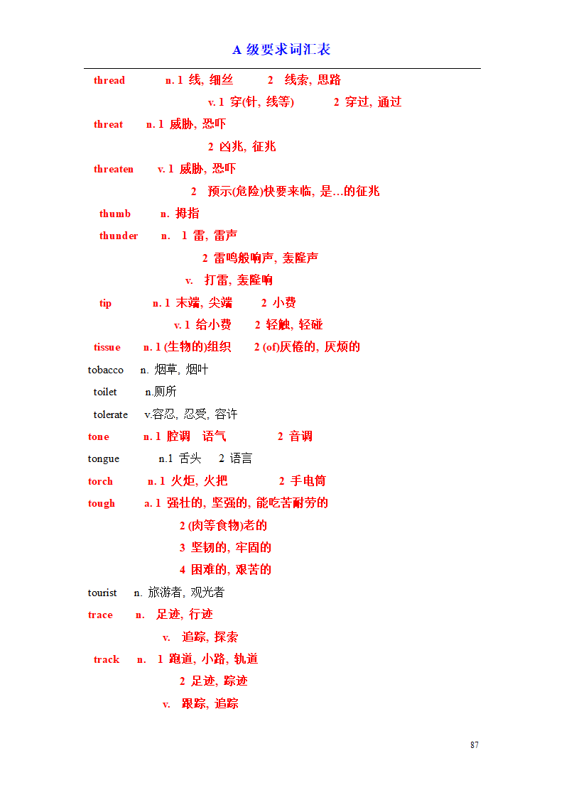 a级词汇完整版第87页