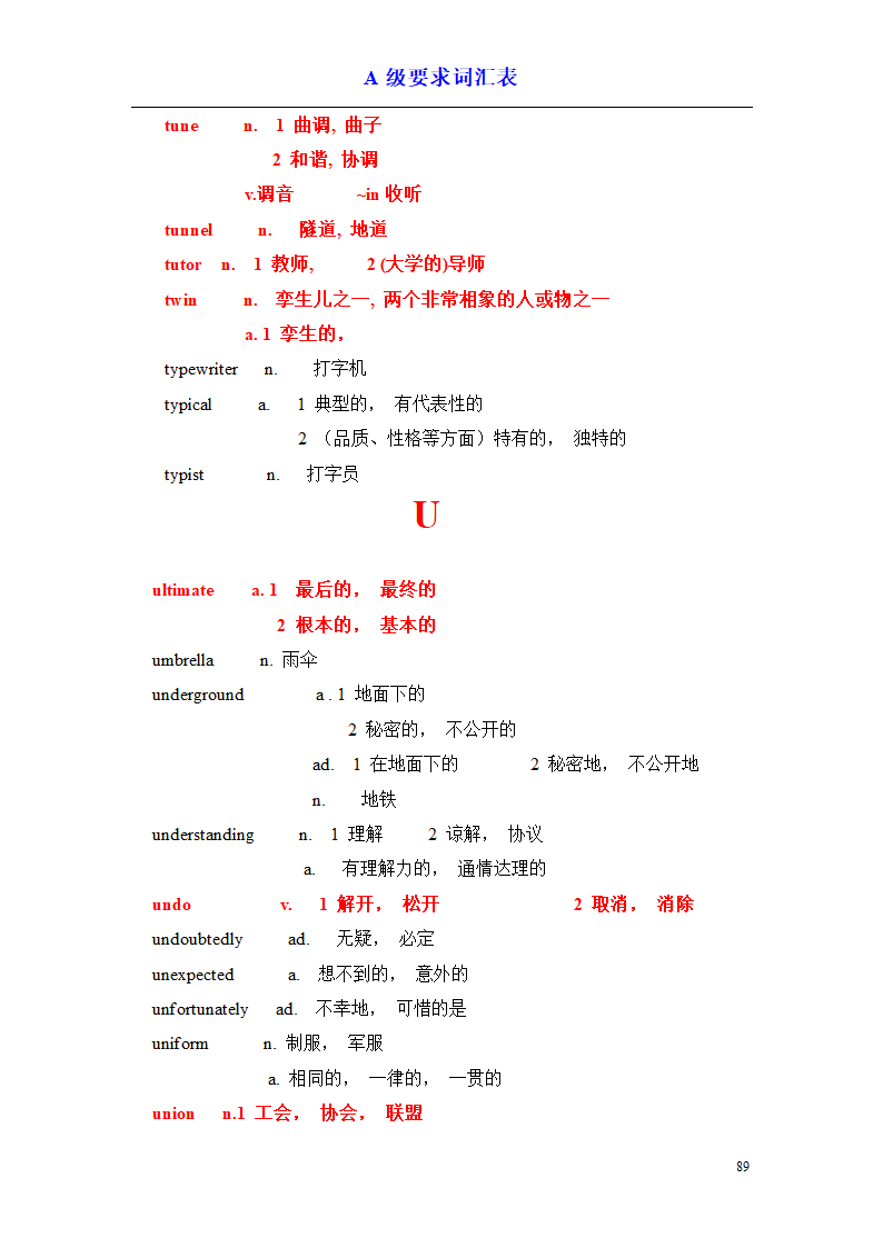 a级词汇完整版第89页