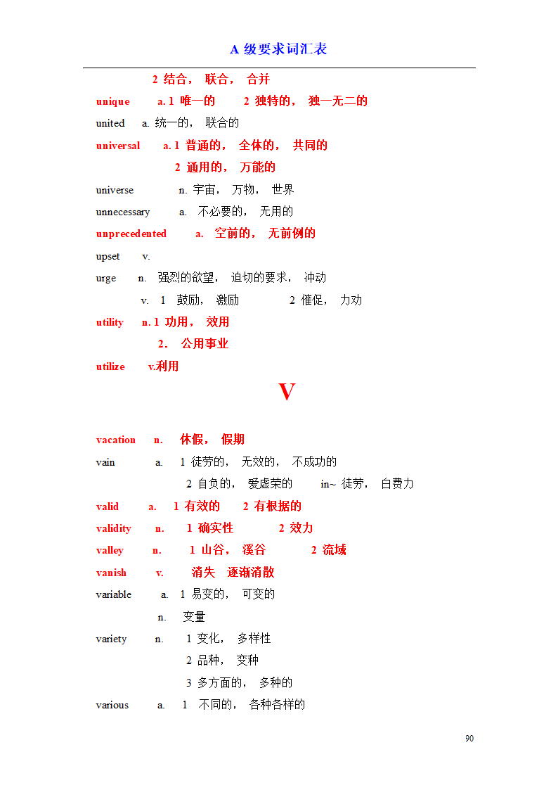 a级词汇完整版第90页