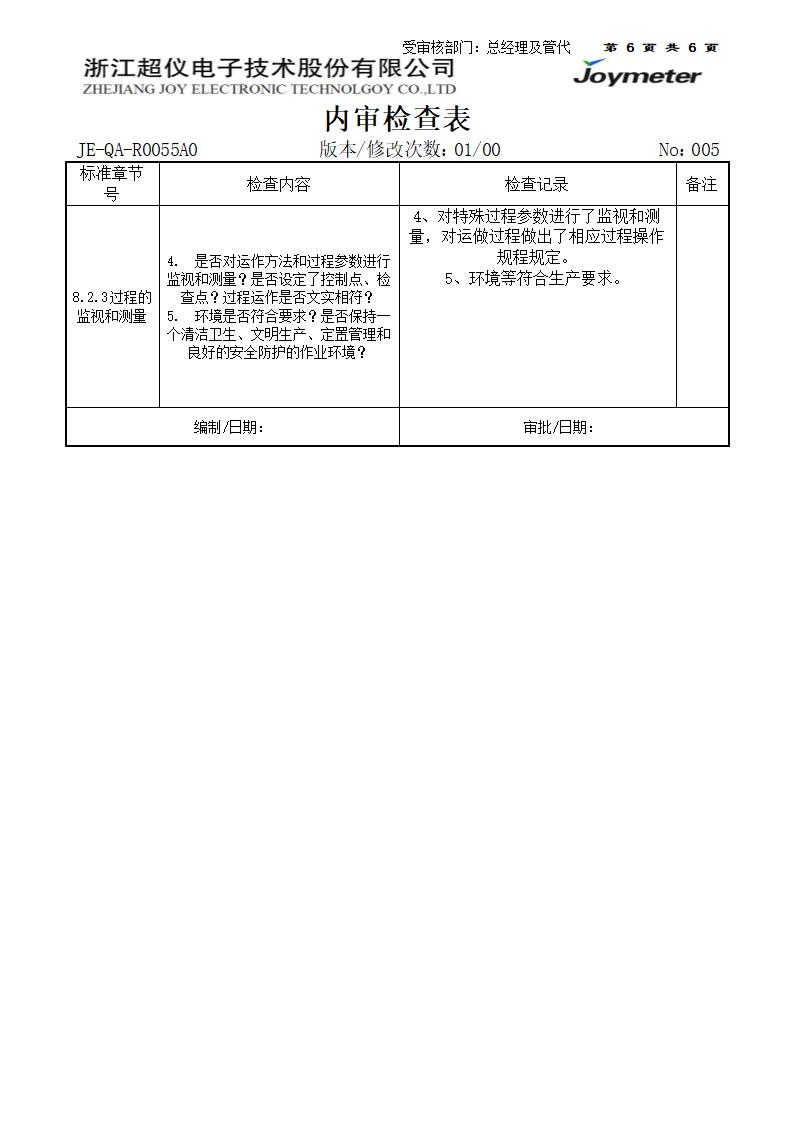 内审检查表第6页