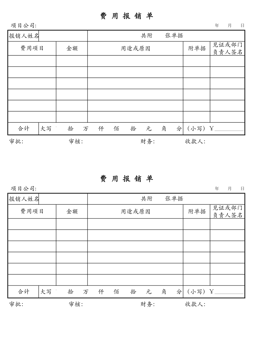 费用报销单、借据