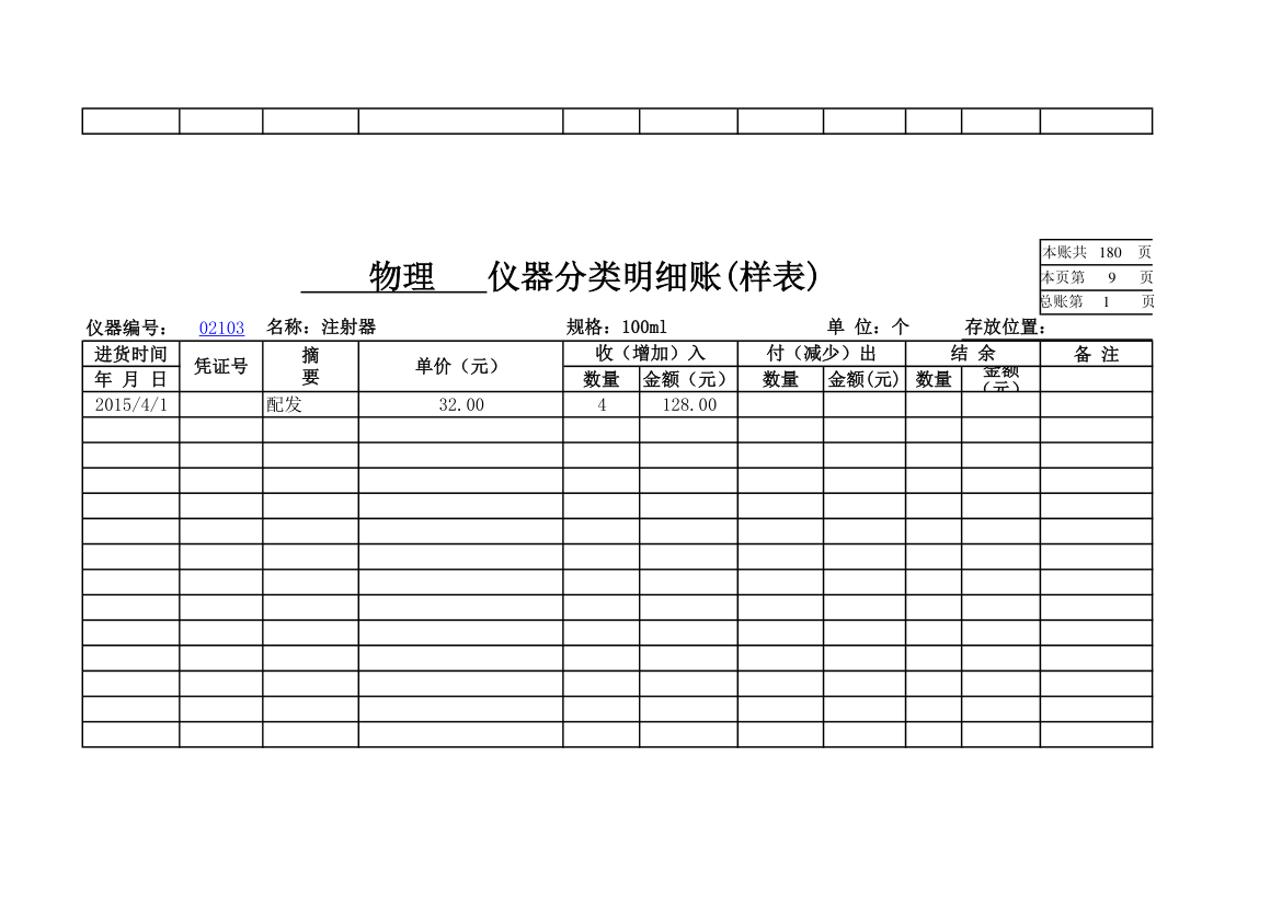 物理实验室分类明细账第8页