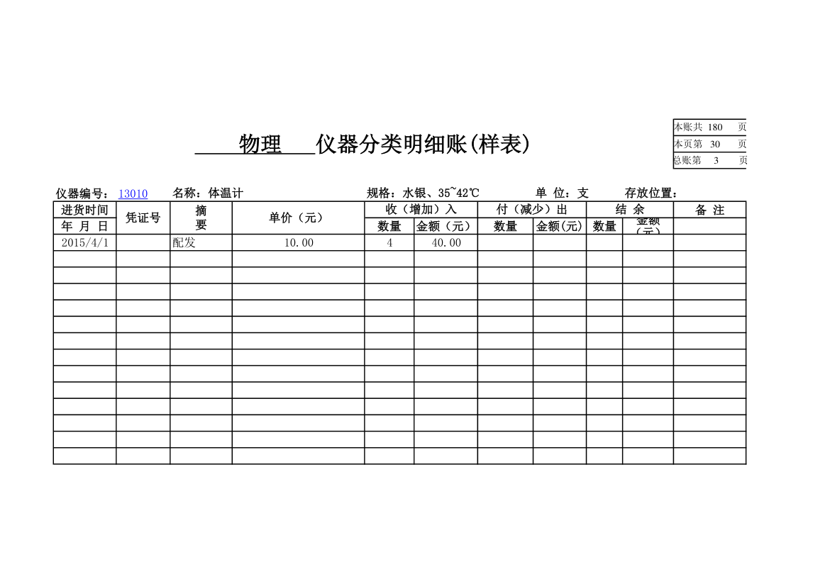 物理实验室分类明细账第27页