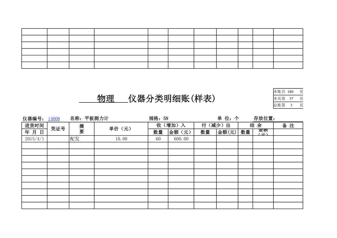 物理实验室分类明细账第33页