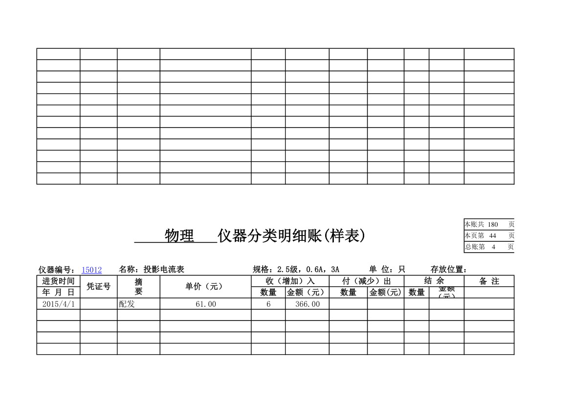 物理实验室分类明细账第39页