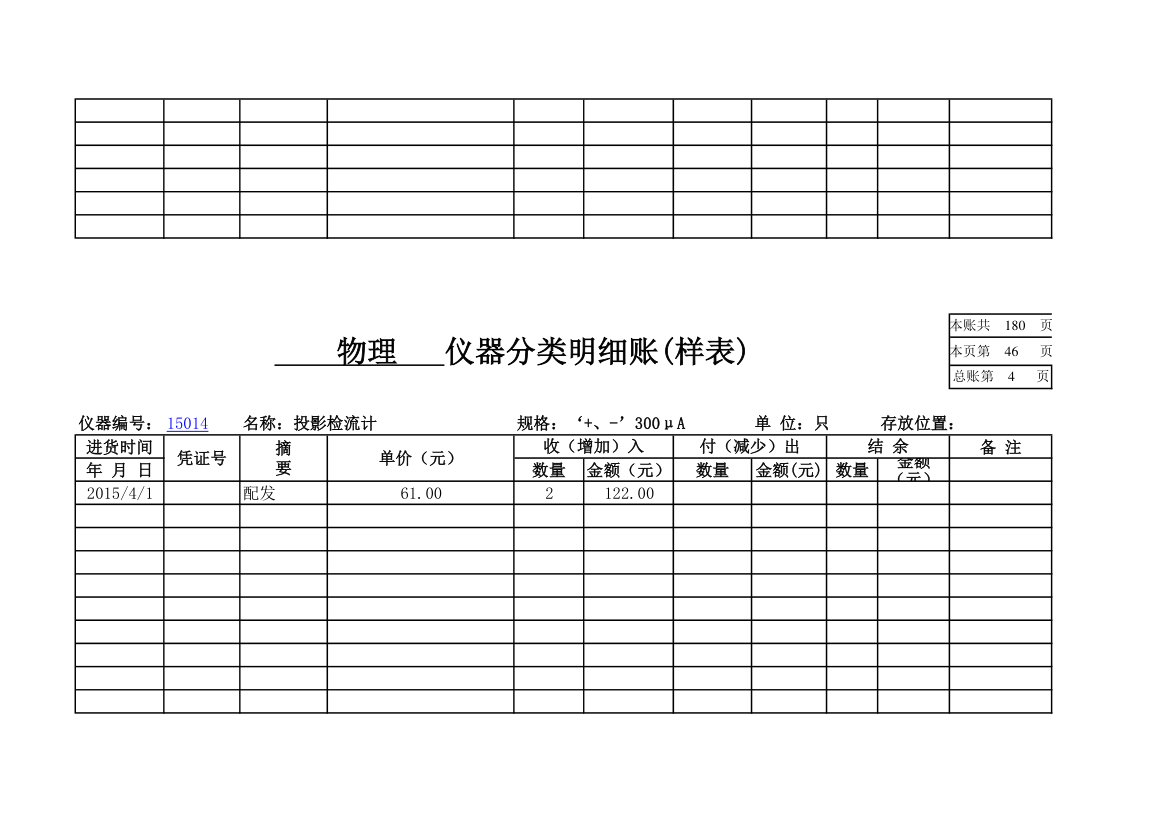 物理实验室分类明细账第41页