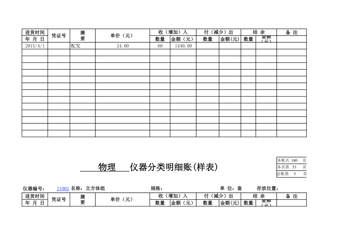 物理实验室分类明细账第47页