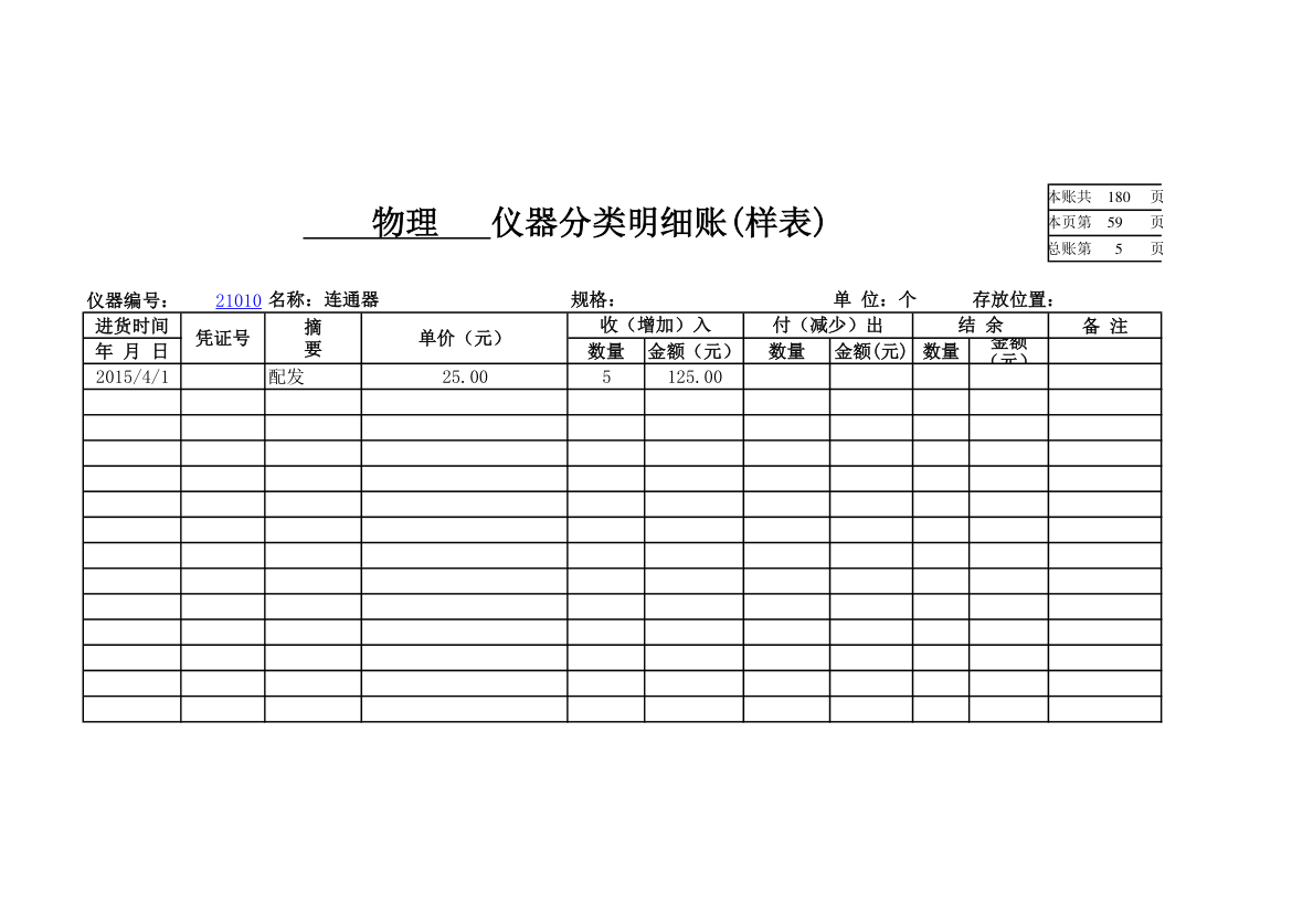 物理实验室分类明细账第53页