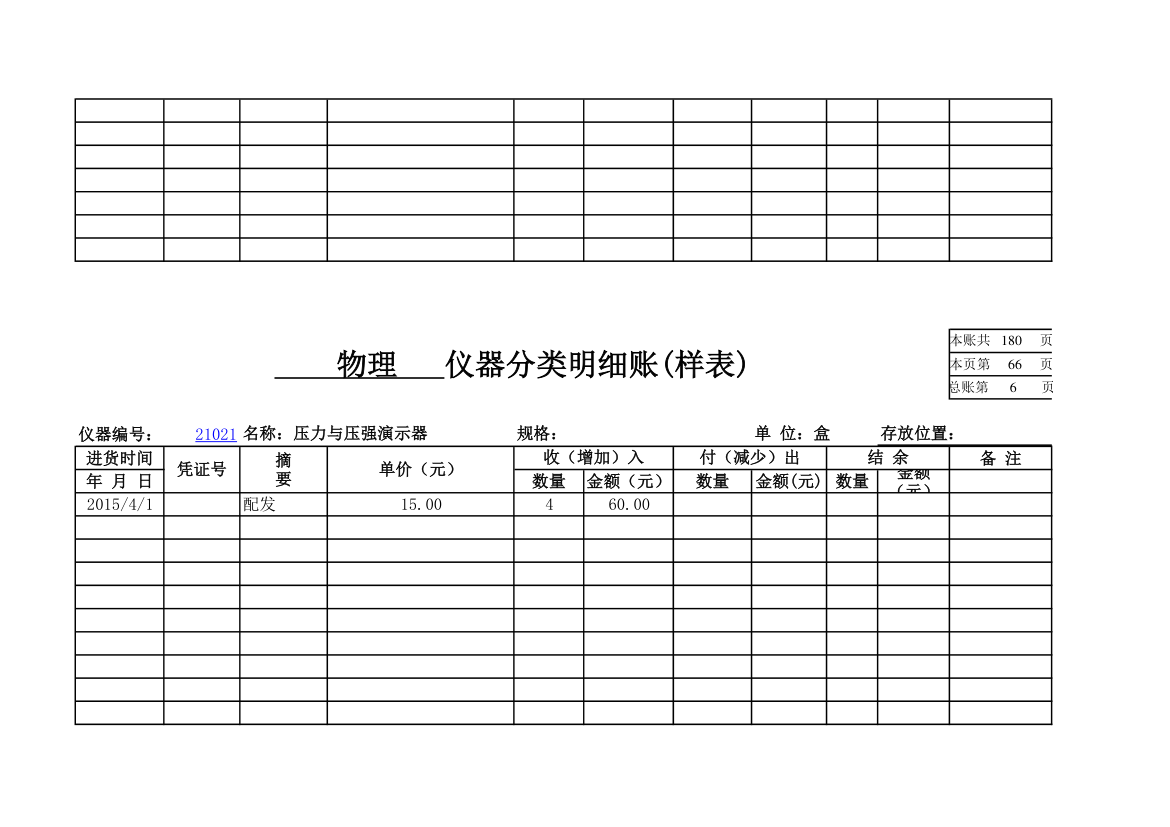 物理实验室分类明细账第59页