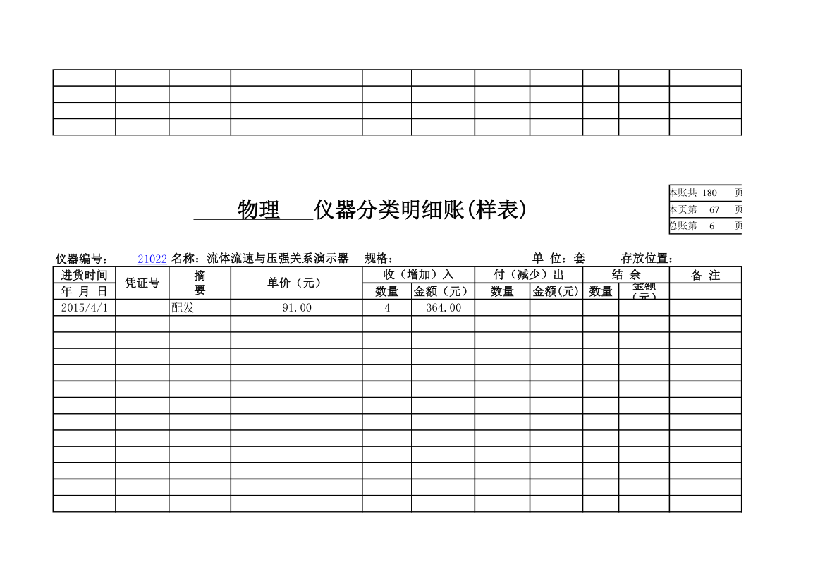 物理实验室分类明细账第60页