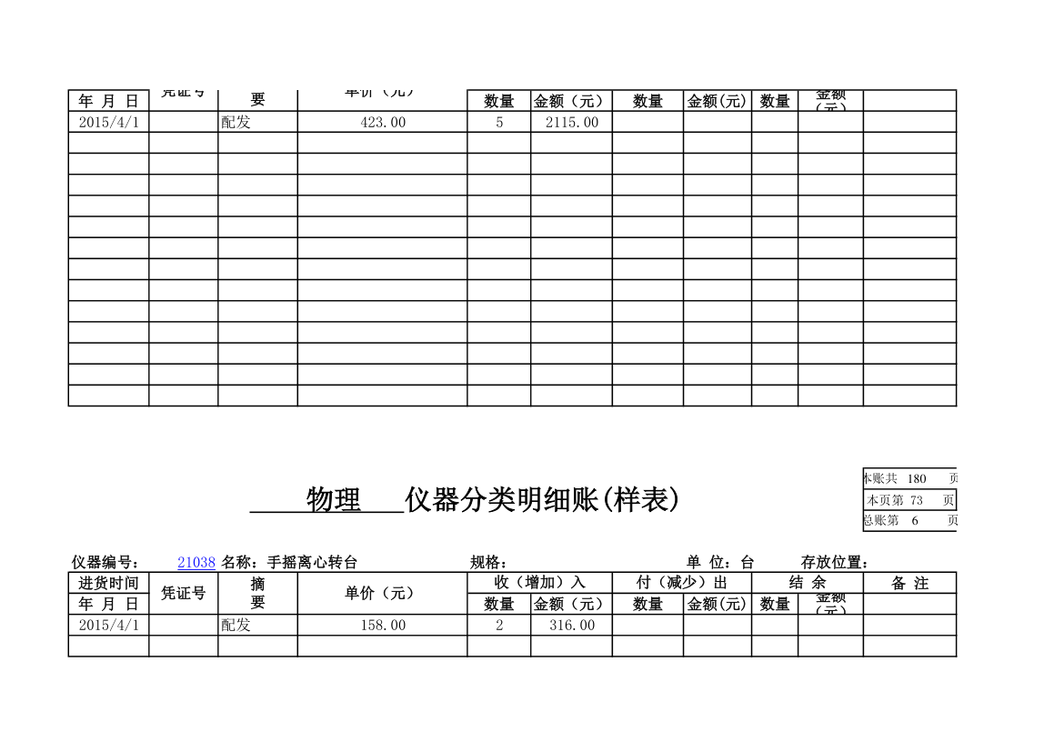 物理实验室分类明细账第65页