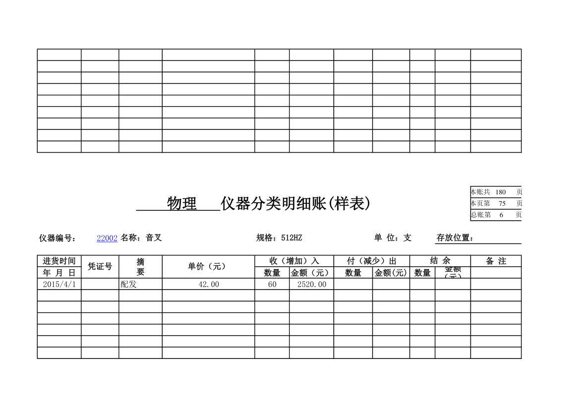 物理实验室分类明细账第67页